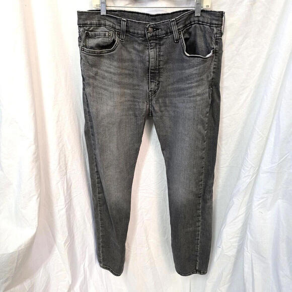 Levi's 510 38/32 Black Straight Mens Distressed Dark Wash Jeans - Picture 2 of 11